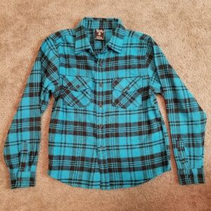 Blue Gear Flannel Button Down